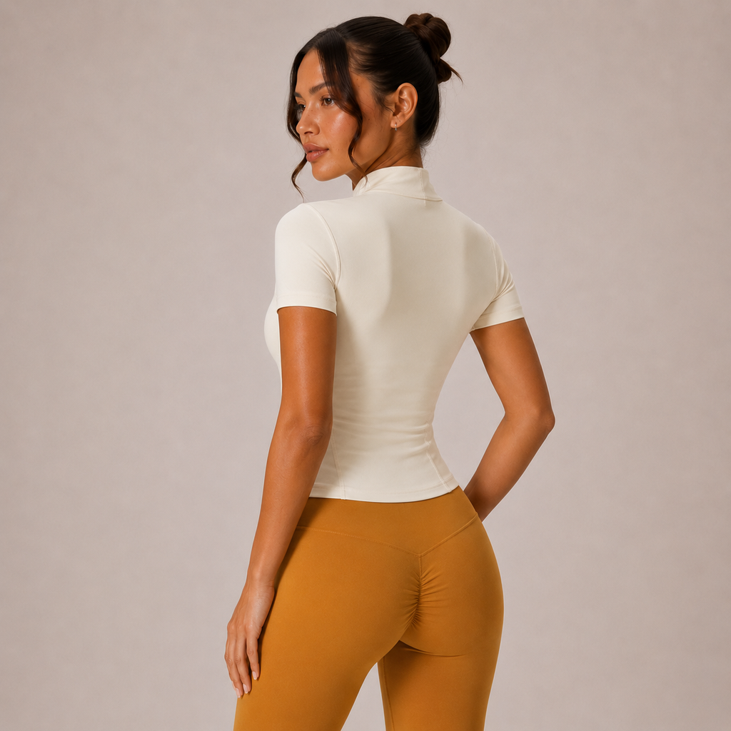 Top Sculpt Zip de Manga Corta