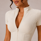 Top Sculpt Zip de Manga Corta