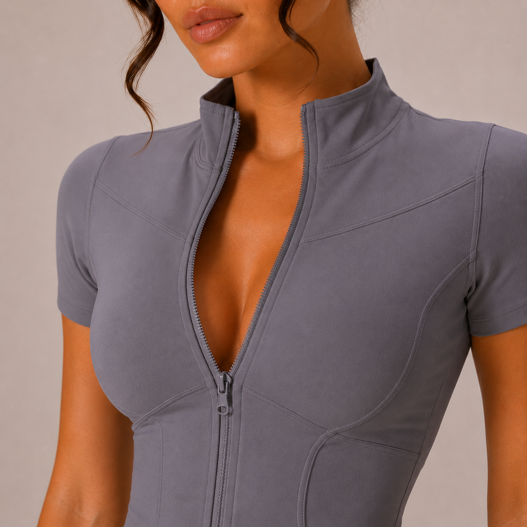 Top Sculpt Zip de Manga Corta