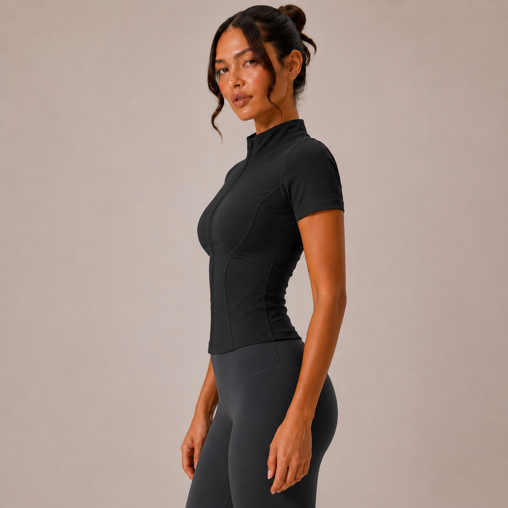 Top Sculpt Zip de Manga Corta