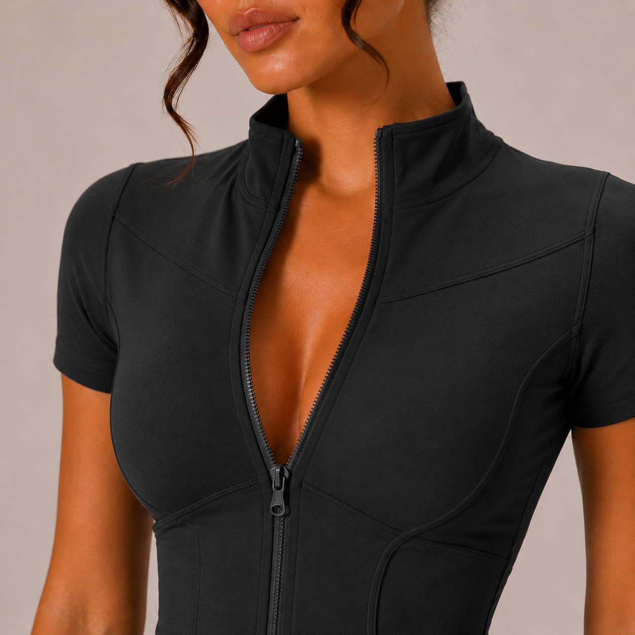 Top Sculpt Zip de Manga Corta