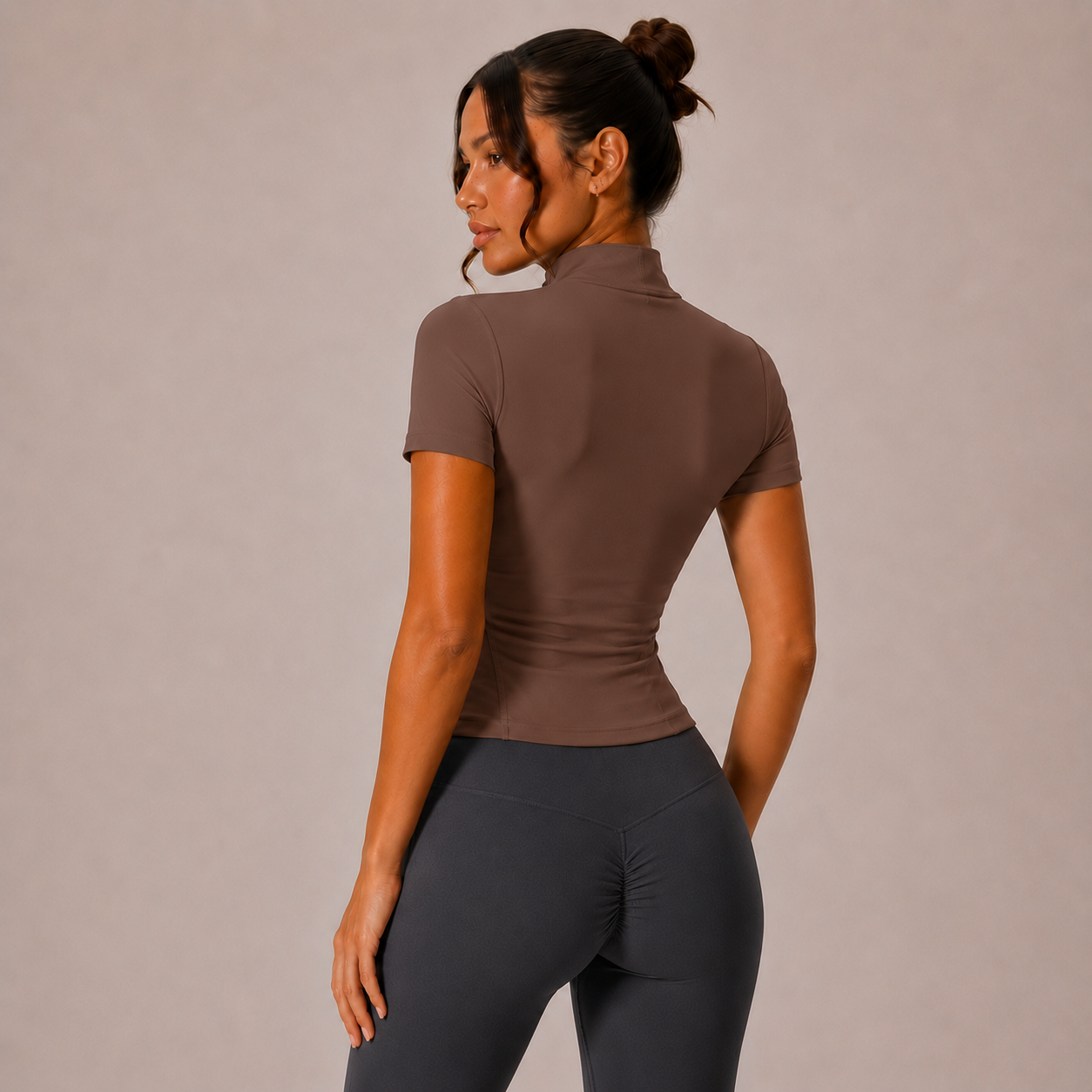 Top Sculpt Zip de Manga Corta