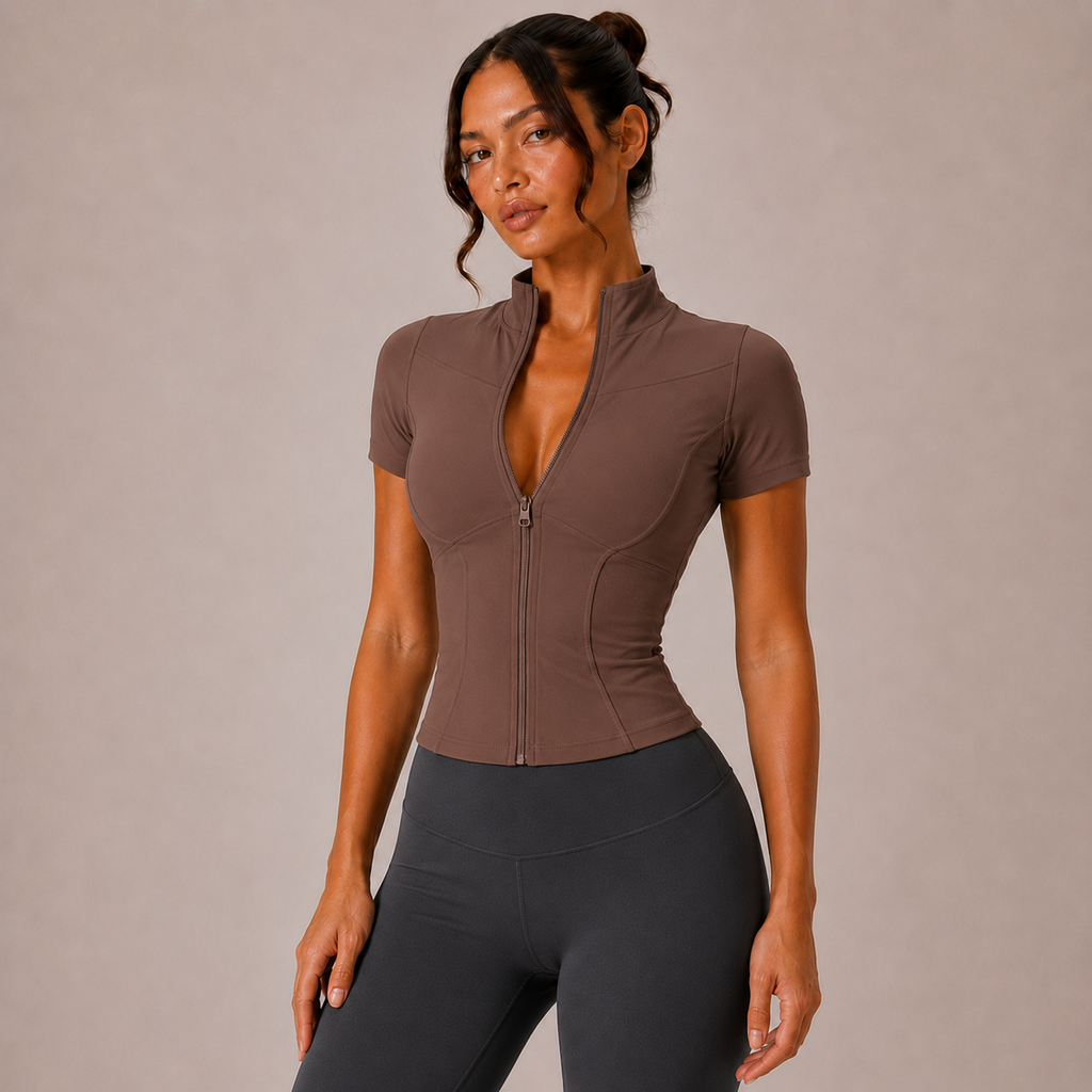 Top Sculpt Zip de Manga Corta