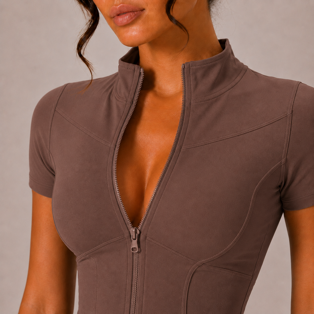 Top Sculpt Zip de Manga Corta