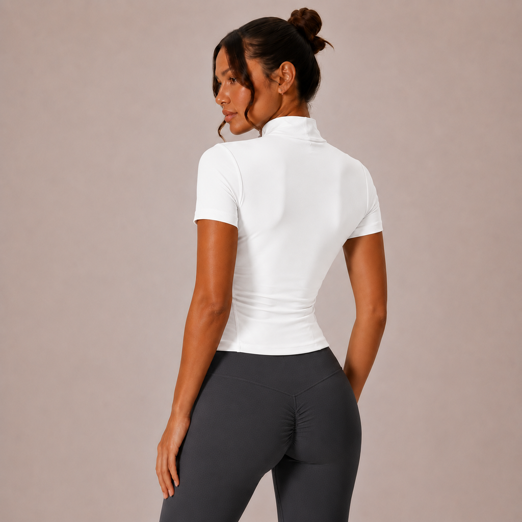 Top Sculpt Zip de Manga Corta