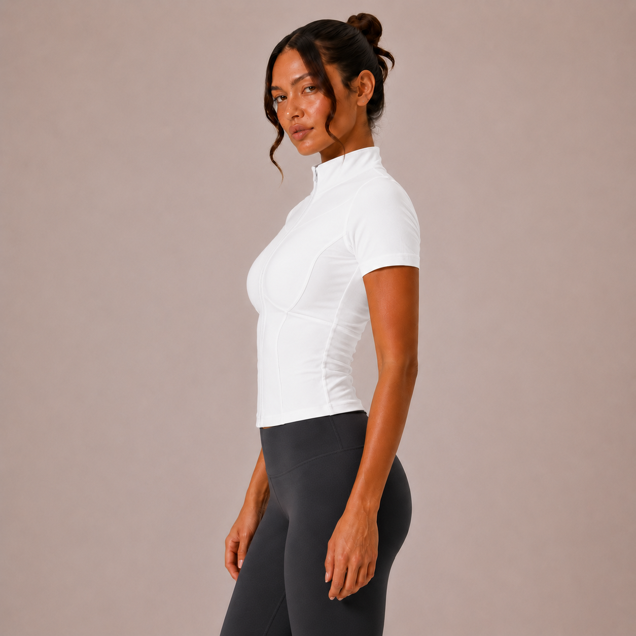 Top Sculpt Zip de Manga Corta