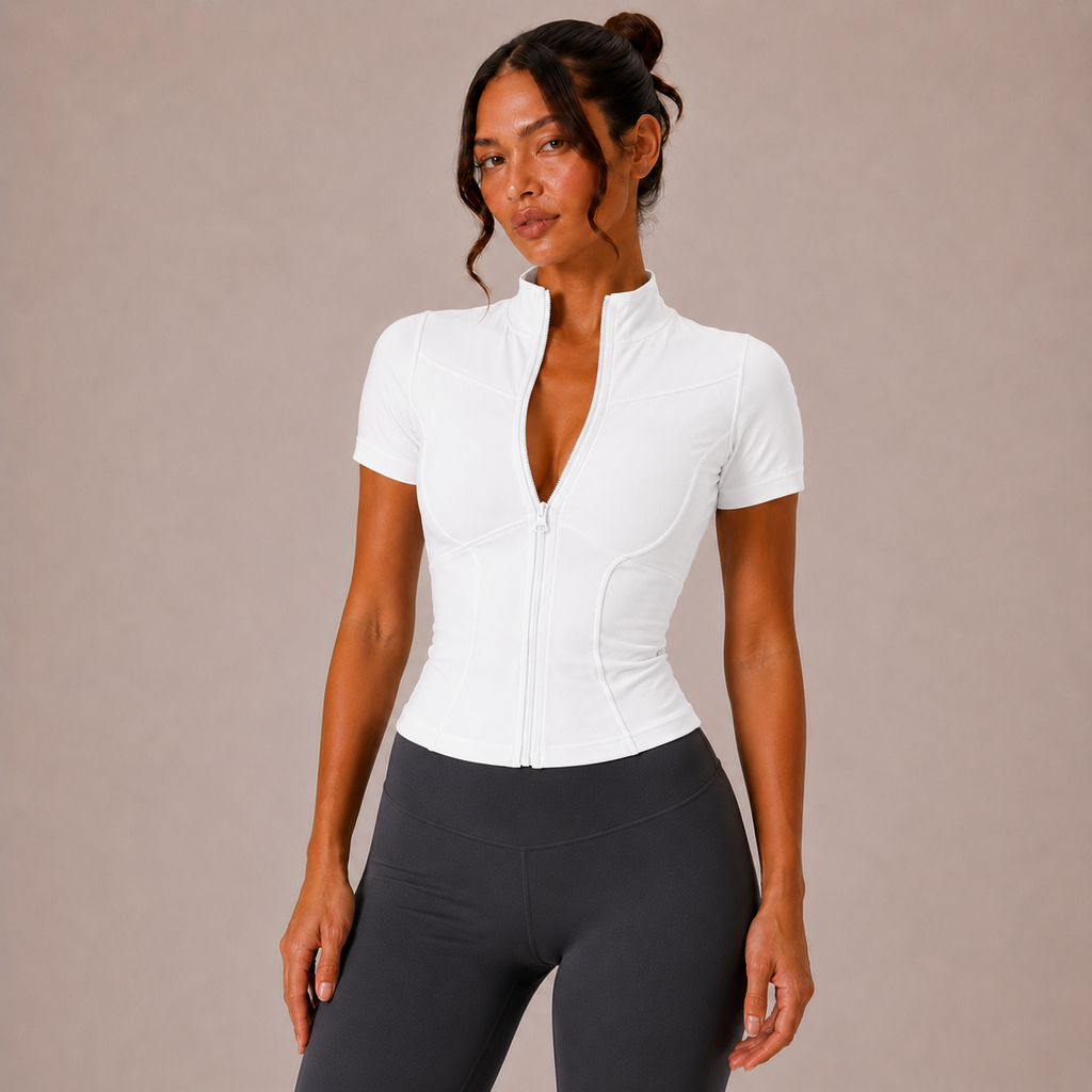 Top Sculpt Zip de Manga Corta