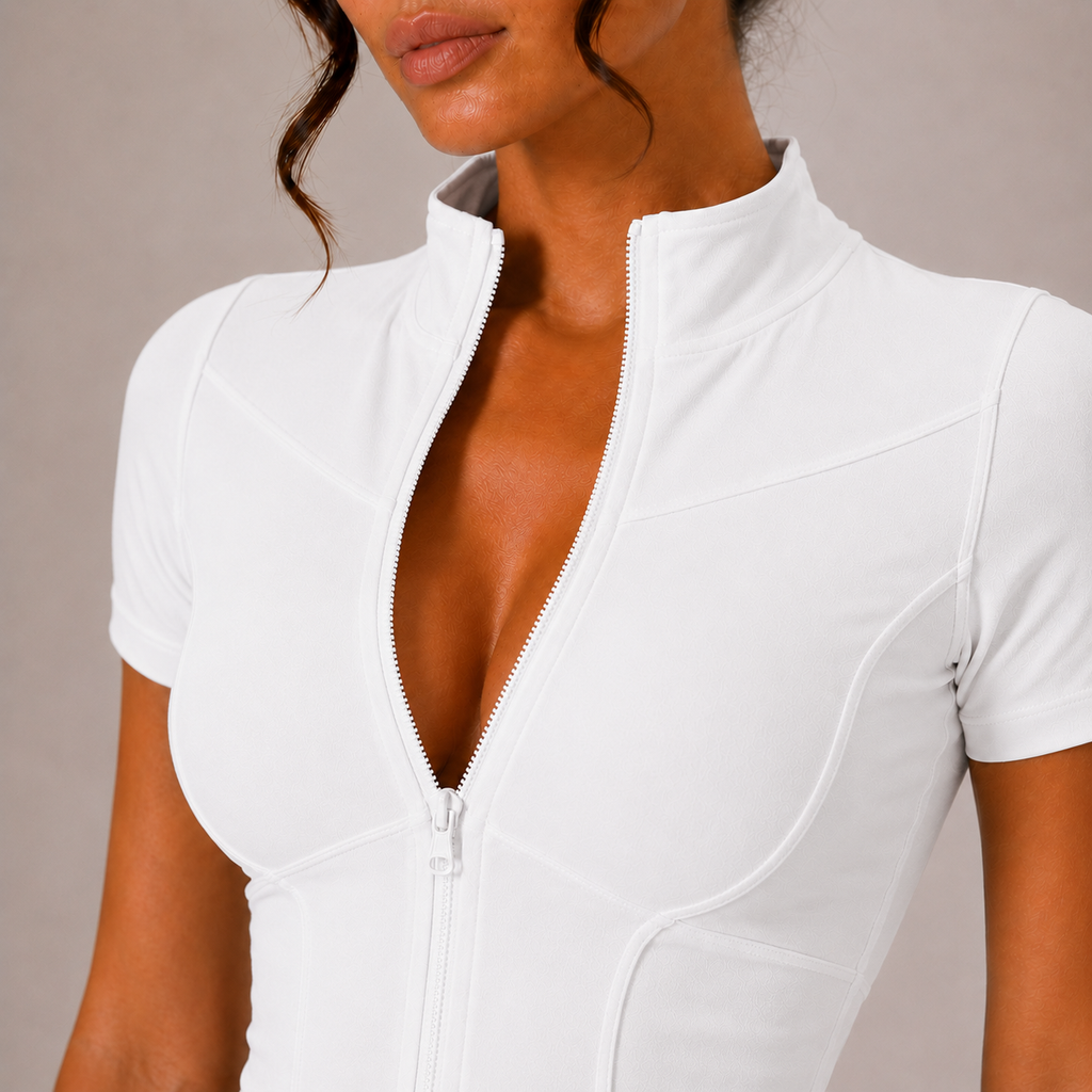 Top Sculpt Zip de Manga Corta