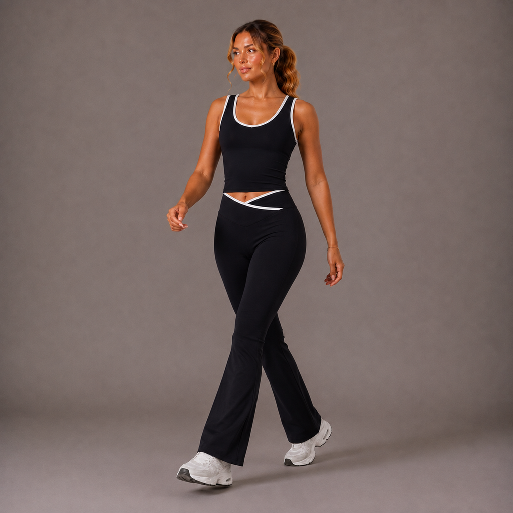 Women’s Top & Flare Pants Set – Outline Flow