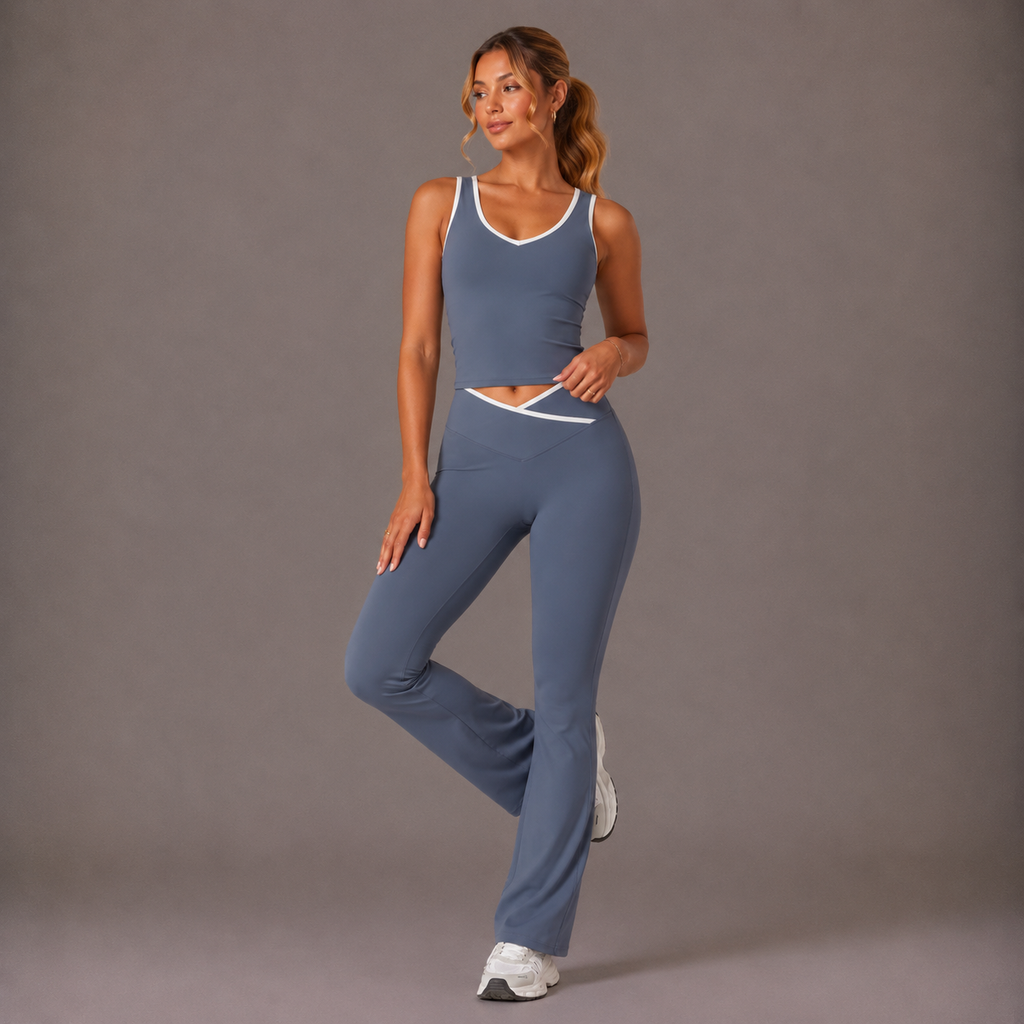 Women’s Top & Flare Pants Set – Outline Flow